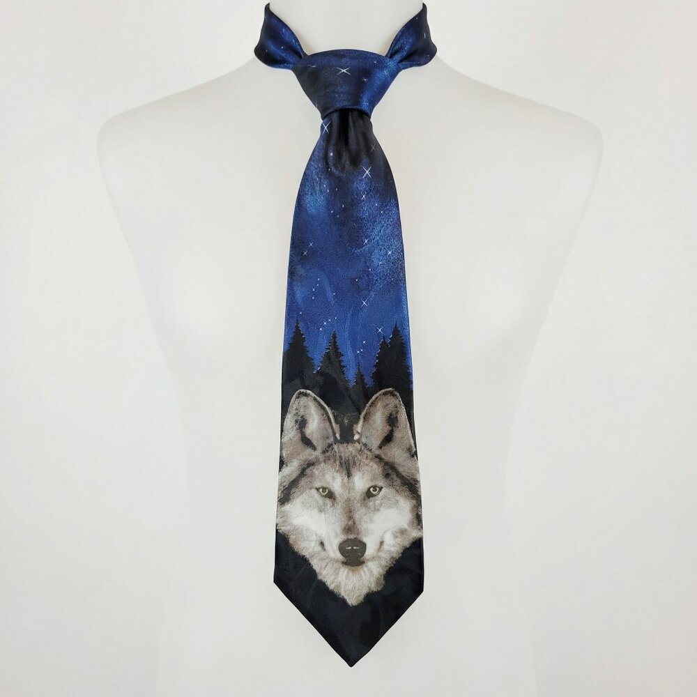 Men's Steven‎ Harris handmade Wolf Blue & Black Tie 100% Polyester